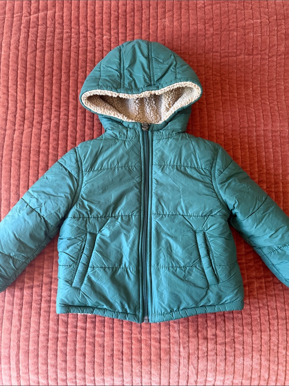 NORDSTROM Kids' Reversible Hooded Sherpa Lined Puffer Jacket